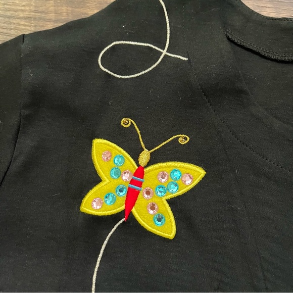 NWT quacker factory black colorful bling butterfly she’s blouse short sleeve 2x - Picture 5 of 8